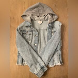 Cat & Jack, Girls 10/12, Cropped Jean Jacket with hood and snap buttons